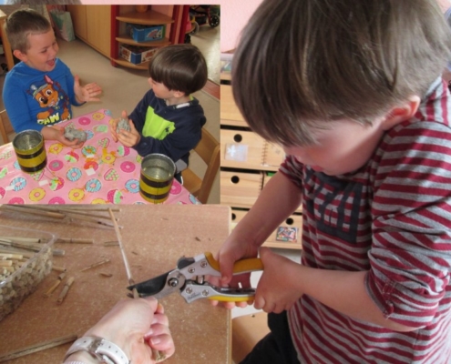 Schilfrohr schneiden und einkleben