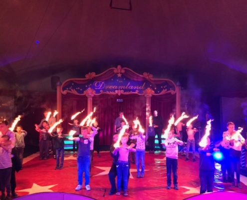 5 Probe für die Feuershow